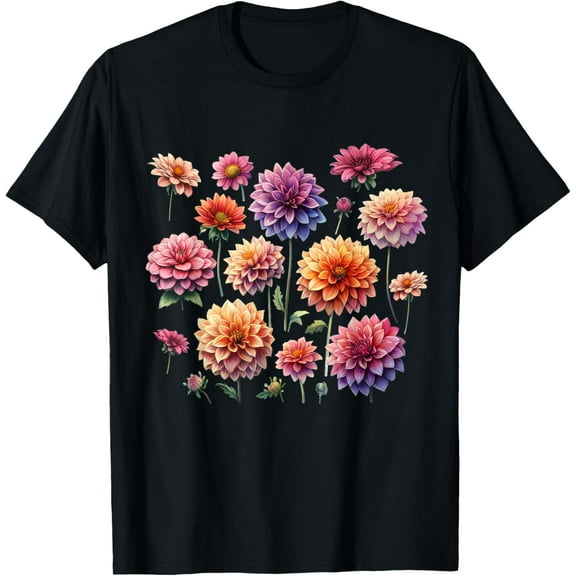 Vintage Dahlia Flowers Delight Elegance in Bloom T-Shirt