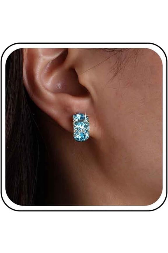 Vintage Dainty Purple Crystal Studs Earrings Small CZ Open Half Hoop Earrings Sparkly C Shaped Rhinestone Earring Wedding Pave Diamond Cubic Zirconia Earring Minimalist Jewelry for Women
