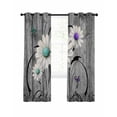 thumbnail image 1 of Vintage Daisy Blackout Curtains 63 Inch Length Blue Purple Flowers Lines Wood Grain Thermal Insulated Window Curtain Window Drapes 2 Panels for Bedroom Living Room 42"Wx63"L, 1 of 9