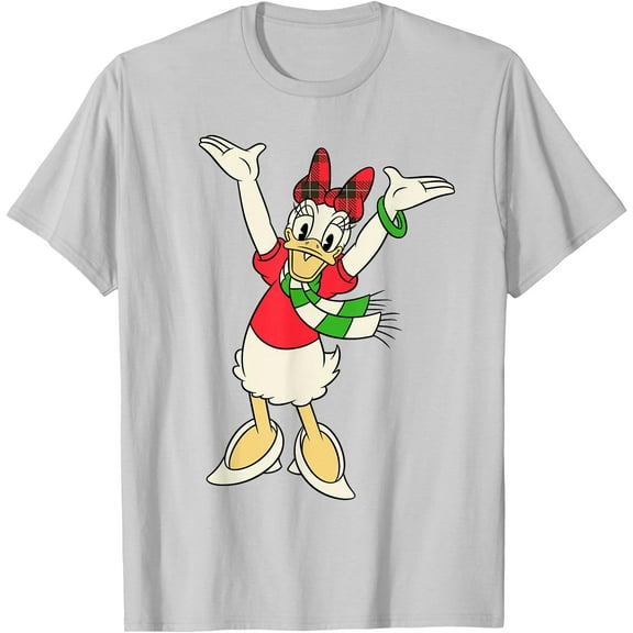 Vintage Daisy Duck Holiday Cheer Christmas DTG Print Unisex T-Shirt,Ice Grey Color,Size 2XL