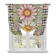 thumbnail image 1 of Vintage Daisy Floral Balloon Curtains for Bedroom/Front Door/Bathroom, Spring Flowers Botanical Leaves Checkered Wooden Tie Up Curtains 63 Inch Length Kitchen Curtains Shades for Windows 46"x63", 1 of 8
