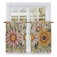 thumbnail image 1 of Vintage Daisy Floral Kitchen Curtains 45 Inch Length, Spring Flowers Botanical Leaves Rustic Tiers Curtains for Bathroom Bedroom Cafe, Light Filtering Small Window Treatment Drapes 2 Panels 42"Wx45"L, 1 of 8