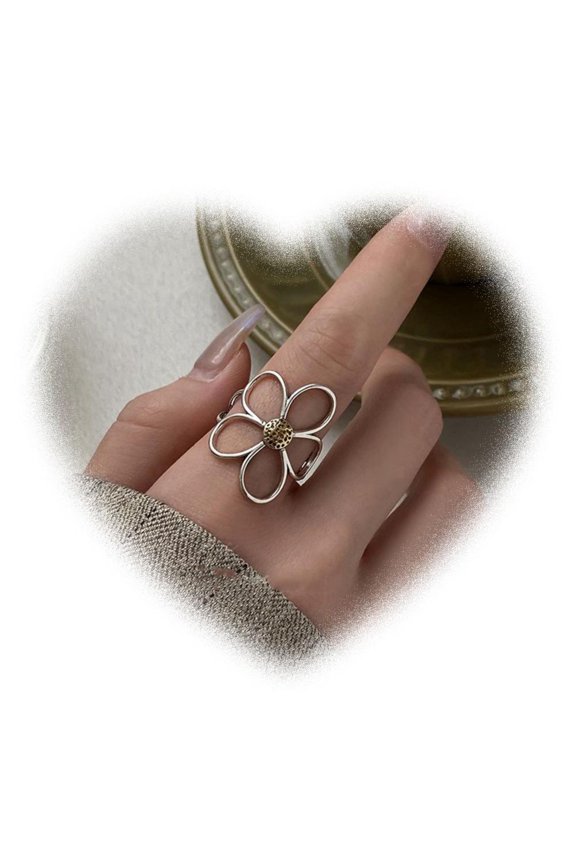 Vintage Daisy Flower Ring for Women Simple Versatile Trendy Index Finger Design