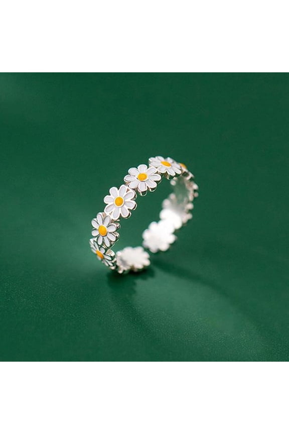Vintage Daisy Flower Rings For Women Cute Flower Ring Adjustable Open Finger Ring Wedding Engagement Rings Trends Female Jewelry