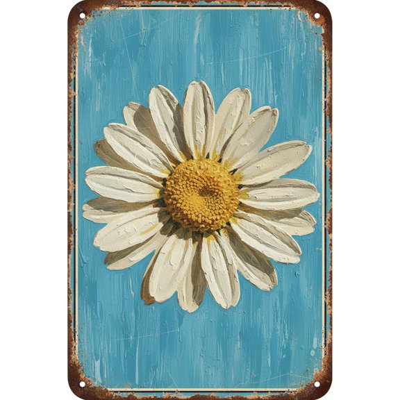 Vintage Daisy Flower Tin Sign Retro Garden Metal Poster Funny Wall Art Cafe Office Home Bar Plub Club Shop Toilet Indoor Man Cave Farmhouse Accessories Bathroom Farm Garden Plaque 12 * 8inch