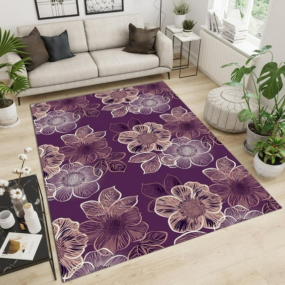 Vintage Daisy Flowers Area Rug Abstract Stylish Modern Outdoor Carpet Indoor Non Slip Rugs Machine Washable Breathable Durable Front Entrance Floor Decor 3x5 Non-slip Soft Living