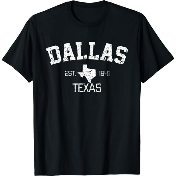 Vintage Dallas Texas Est. 1841 Gift T-Shirt Black 2X-Large