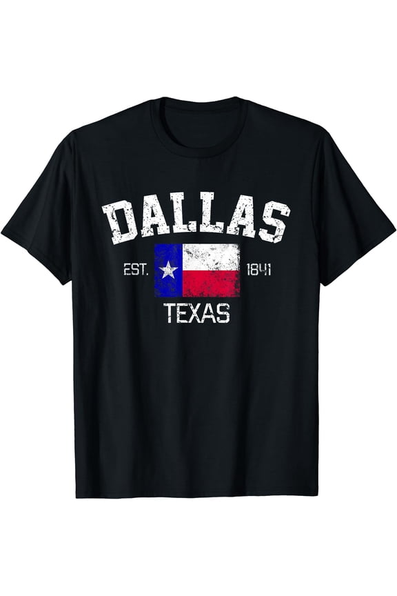 Vintage Dallas Texas Est. 1841 Souvenir Gift T-Shirt Black Small