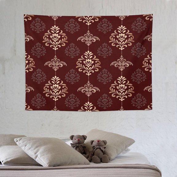 Vintage Damask Floral Tapestry Wall Hanging Oriental Antique Gothic Bohemia Floral Tapestries Home Decor for Living Room Bedroom Farmhouse Apartment Dorm 30"x40"