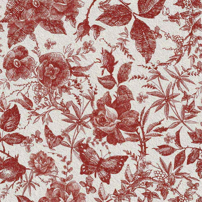 Vintage Damask Peel and Stick Wallpaper 15.7in x 8.2ft Red Vinyl ...