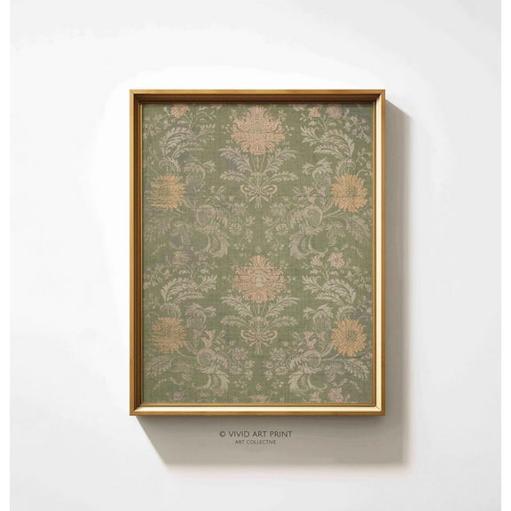 Vintage Damask Textile Wall Art, Baroque Floral Tapestry Home Decor, Vivid Art Print Db-640 Wall Art, Modern Wall Decor, 8x12 UNFRAMED