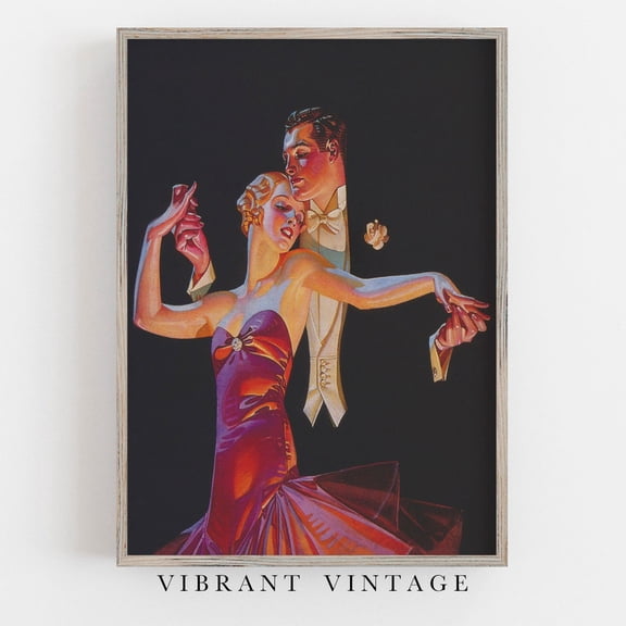 Vintage Dancers Art Print, Roman.Tic Fashion Poster UNFRAMED PAPER POSTER, Home Decor