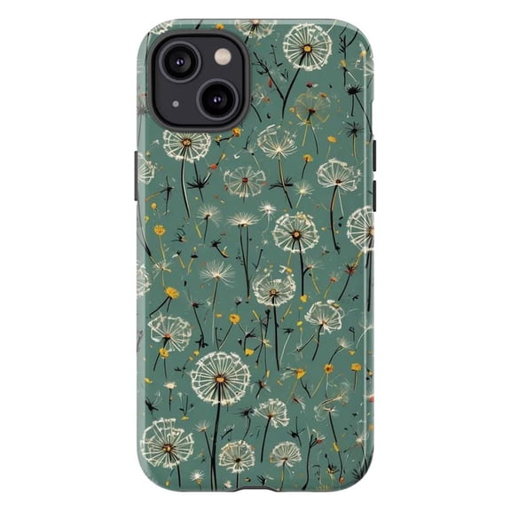 Vintage Dandelion Meadow Phone Case, Sage Green Floral Aesthetic Pattern for iPhone 17 16 15 14 13 12 11 Pro Plus Mini