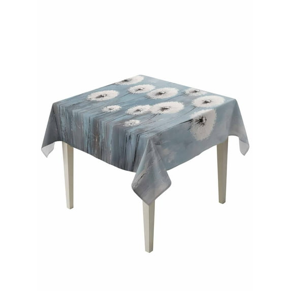 Vintage Dandelion Table Cloth 60x60 Inch Square, White Dandelion Oil Painting Modern Art Waterproof Tablecloth Washable Table Cover for Party Picnic Dinner Decor
