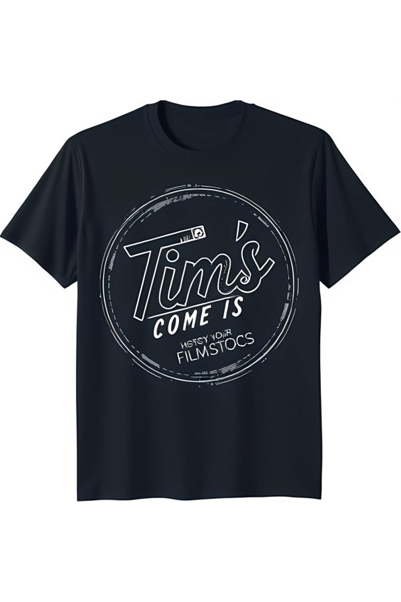 Vintage Dark Blue T-Shirt with Circular 'Tim's Come Is' Design
