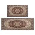 thumbnail image 1 of Vintage Dark Brown Pattern Boho Rugs and Mats Non Skid Washable Absorbent Microfiber Soft Kitchen Mat for Floor Set Of 2 Decor Stain Resistant 17"x47"+17"x30", 1 of 7