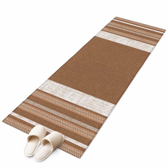 Vintage Dark Brown Striped Kitchen Runner Rug 2x6 Washable Runners for Hallway Non Slip Farmhouse Modern Stripes Boho Large Area Rug Indoor Carpet for Bathroom Laundry Entryway Bedroom Living Room