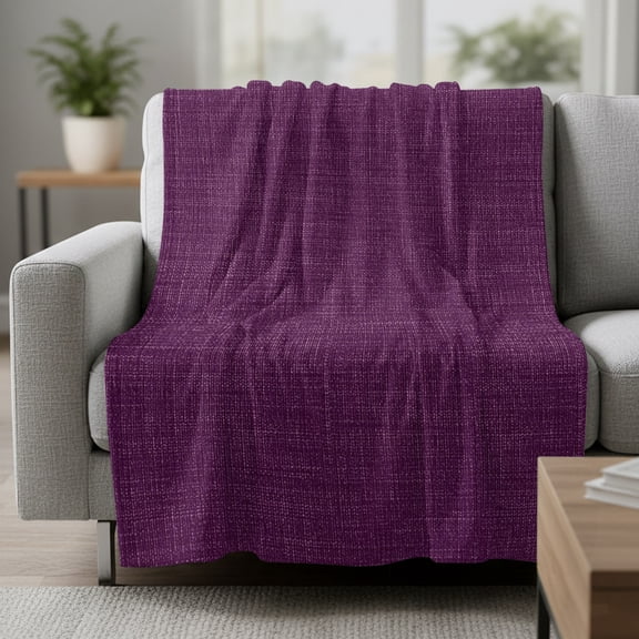 Vintage Dark Fleece Throw Blanket Purple Linen Texture Farmhouse Ultra Soft Fuzzy Cozy Flannel Throw Blanket for Couch Sofa Bed Car Travel, Ideal Gifts 30x40 Inches