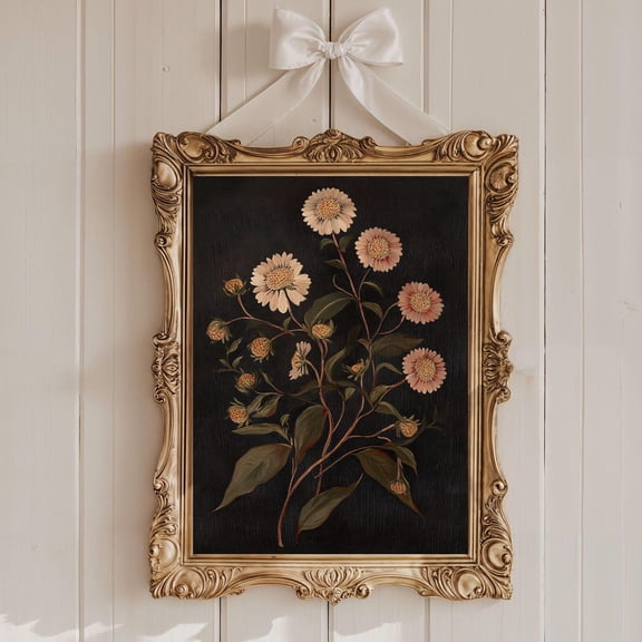 Vintage Dark Flower Art, Dark Botanical Print, Moody Floral Printable Wall Art, Dark Floral Print, Rustic Flower Wall Art, Wildflower print, Size 8x12 UNFFRAMED F03.1.5l1465