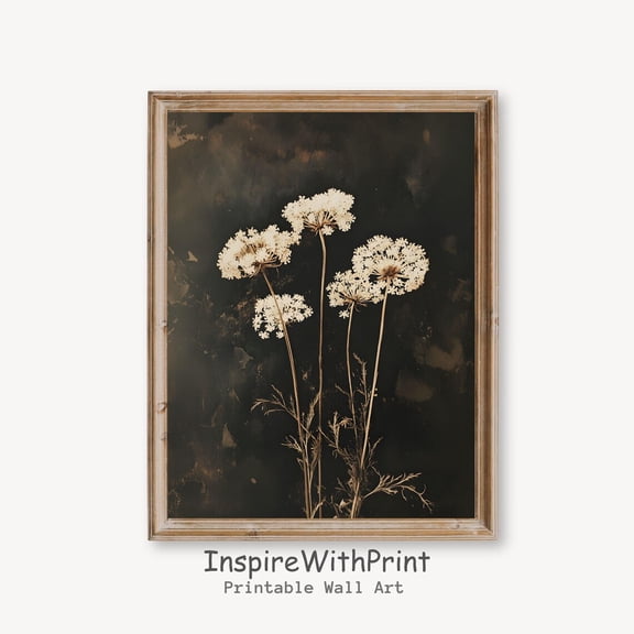 Vintage Dark Flower Poster, Moody Floral Wall Art, Dark Botanical Poster, Rustic Flower Wall Art, Antique Floral Art Poster UNFRAMED Poster, 24x36