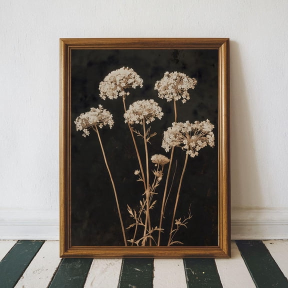 Vintage Dark Flower Print, Moody Wildflower Art Printable Dark Botanical Print, Antique Floral Neutral Art Print, Boho Flower Wall Decor, Size 8x12 UNFFRAMED F03.1.5l1854