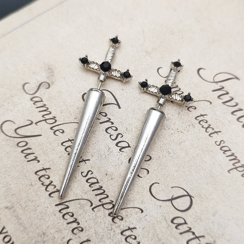 Vintage Dark Gothic Kinitial Sword Earrings For Women Men Dagger ...