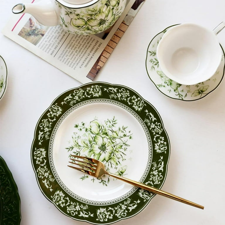 Dark green dinner plates sales