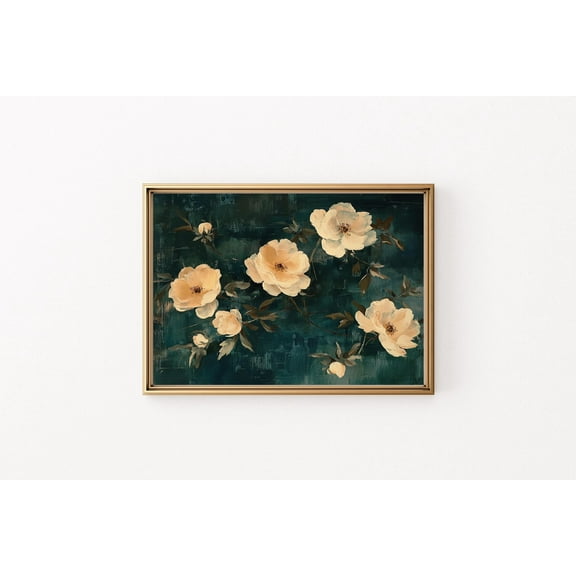 Vintage Dark Green Floral Moody Flower Antique Botanical Art Print Poster Floral Home Decor Poster Art Warm Present Vintage UNFRAMED Poster Size 8x12