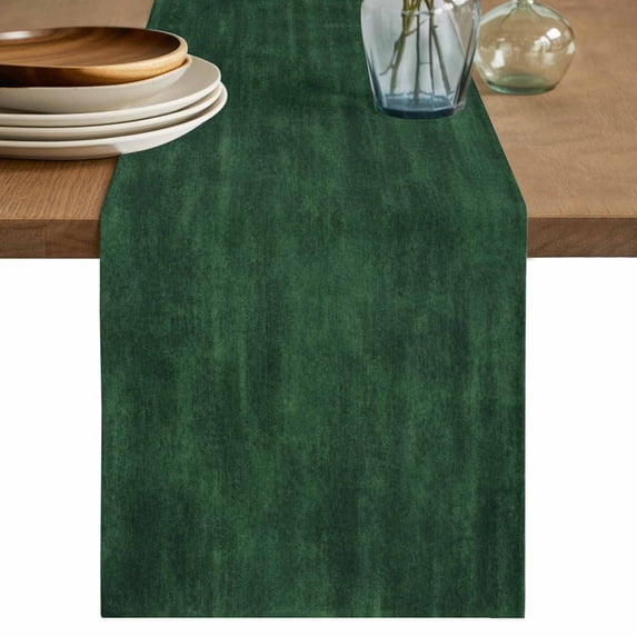 Vintage Dark Green Table Runner, Modern Farmhouse Textured Rustic Washable Cotton Linen Table Runners 70 Inches Long, Dresser Scarf Runner for Dining/Kitchen/Coffee/TV Stands/Cabinets 13''x70''