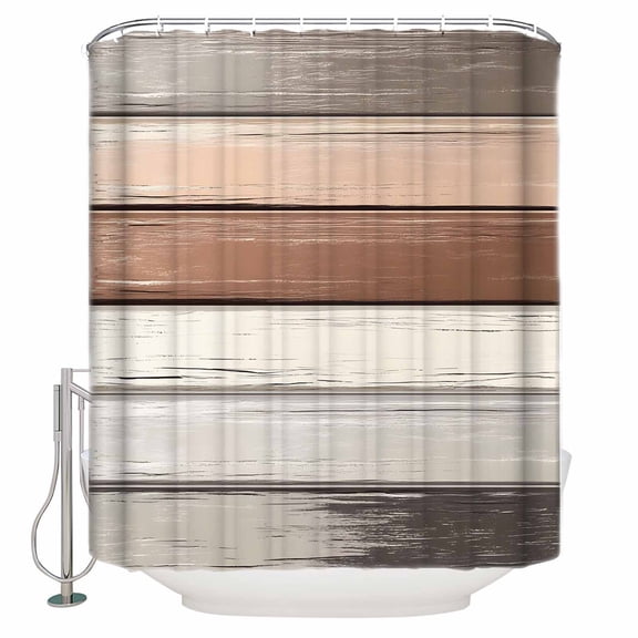 Vintage Dark Grey Stripe Shower Curtain, 66" x 72", Peeling Paint Effect Theme Waterproof Bathroom Curtain Washable Shower Curtain Set with 12 Hooks