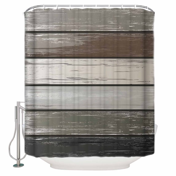 Vintage Dark Grey Stripe Shower Curtain, 72" x 72", Peeling Paint Effect Texture Waterproof Bathroom Curtain Washable Shower Curtain Set with 12 Hooks