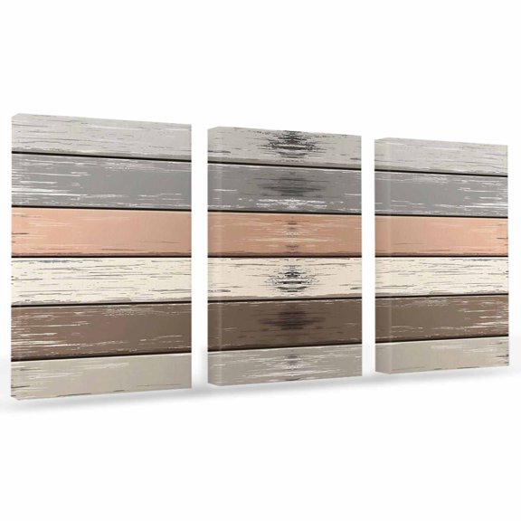 Vintage Dark Grey Stripes Canvas Wall Art 3 Panels, Peeling Paint Effect Theme Framed Wall Decor Modern Artwork Prints Painting for Living Room, Bedroom, Kitchen & Cafe Decor 12" x 16"