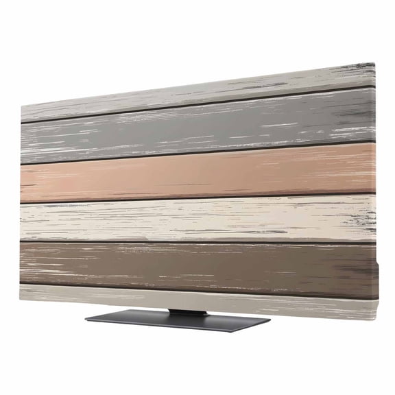 Vintage Dark Grey Stripes TV Dust Cover 40 Inch, Peeling Paint Effect Theme Computer Monitor Cover Dustproof Stretchable Indoor TV Screen Protector for LED LCD Universal Monitors