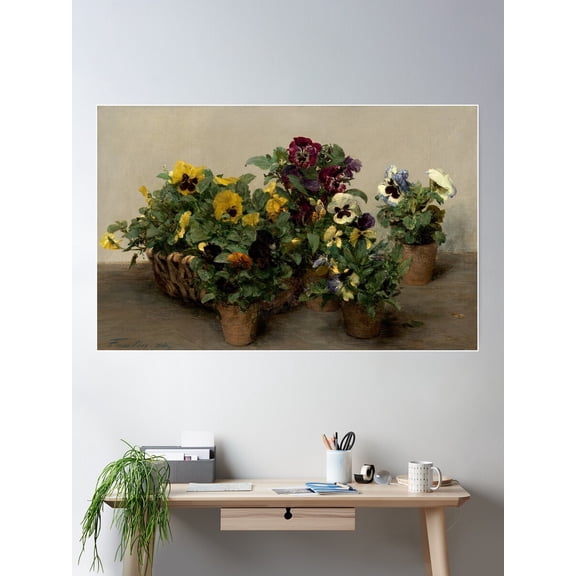 Vintage Dark Moody Pansies Dark Academia Gothic European Art Poster Wall Art, Modern Wall Decor For Living Room Bedroom, 12x18 UNFRAMED