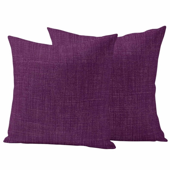 Vintage Dark Pillow Covers 2 Pack Purple Linen Texture Farmhouse Pillowcase Waterproof Outdoor Throw Pillow Cover for Patio Garden Square Cushion 24”x24”