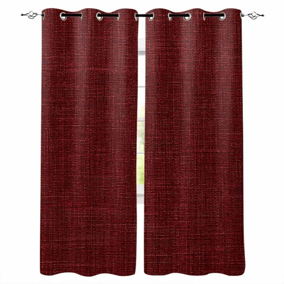 Vintage Dark Red Blackout Curtains for Bedroom Living Room Darkening Curtains 90 Inch Farmhouse Retro Solid Color Linen Texture Black Out Window Curtain Privacy Window Treatment Drapes 52"x90"x2