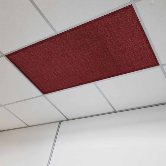 Vintage Dark Red Fluorescent Light Covers, Farmhouse Retro Solid Color Linen Texture Magnetic Light Covers for Ceiling Lights, Fluorescent Ceiling Shade for Classroom Bedroom Office 4x2Ft x 1PCS