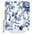 thumbnail image 1 of Vintage Dark Shower Curtain, 72" x 72", Blue Flowers Leaf Hummingbird Rustic Waterproof Bathroom Curtain Washable Shower Curtain Set with 12 Hooks, 1 of 6