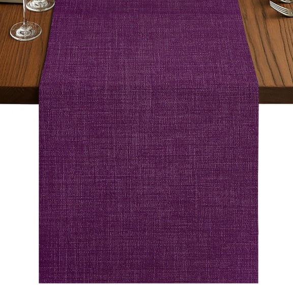 Vintage Dark Table Runner 72 Inches Long, Purple Linen Texture Farmhouse Cotton Linen Dining Table Runner Dresser Scarves for Home Kitchen Party Decor 13"x72"