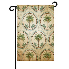 Vintage Date Palm Trees Garden Flag 28x40 Inch Summer Abstract Green Palm Tree Botanical Double Sided Small Decorative Garden Flags for Outside, Outdoor Yard Porch Lawn Decoration