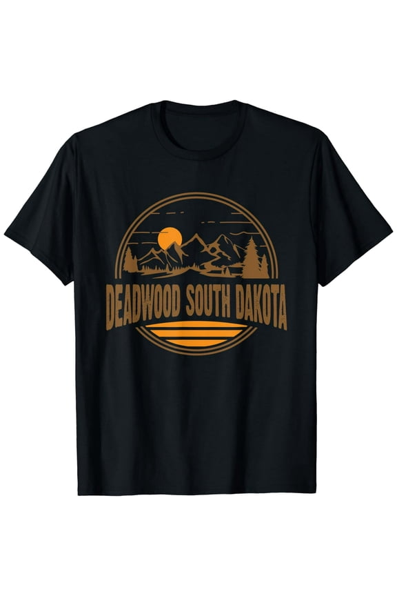 Vintage Deadwood, South Dakota Mountain Print T-Shirt