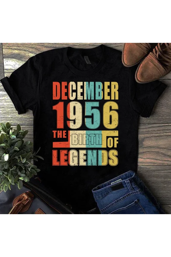 Vintage December 1956 Birth Of Legends Classic 68th Birthday Unisex T-Shirt, up to 5XL