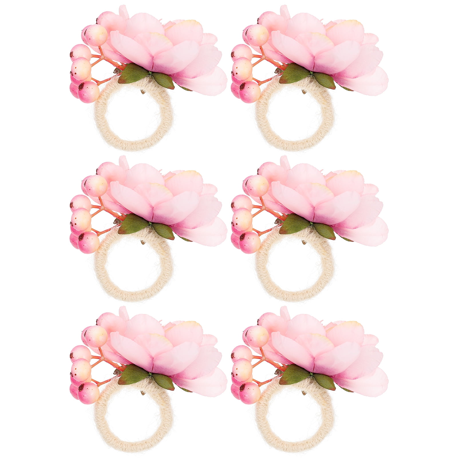 Vintage Decor Vintage Decor 6Pcs Flower Napkin Rings Plastic Wedding Napkin Holder Peach Napkin