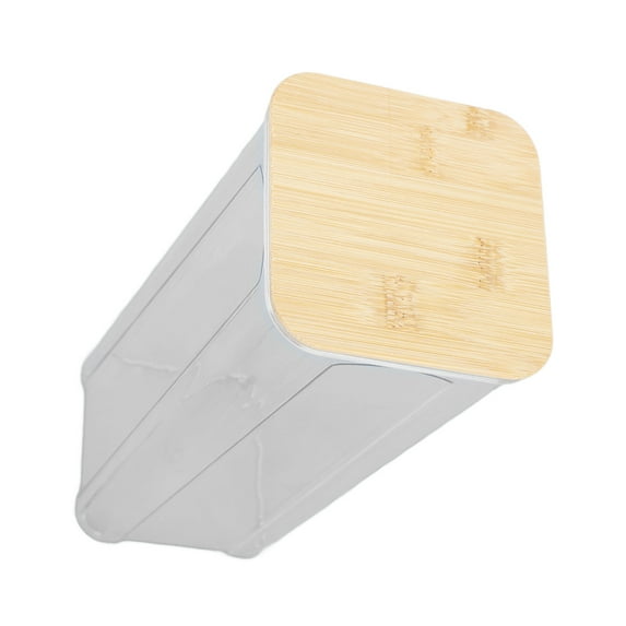 Vintage Decor Clear Plastic Containers, Airtight Food Storage with Sealing Wood Lid, Perfect Dry Goods Storage for Kitchen Seasonings Organizer, Space Efficient (2000ml)