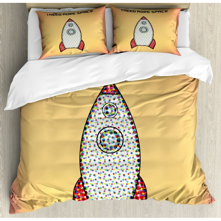 Vintage Decor King Size Duvet Cover Set, Quote with Radiant Tone