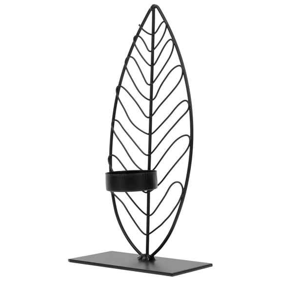 Vintage Decor Leaf Candlestick Dinner Table Decoration 21X10.5CM Black