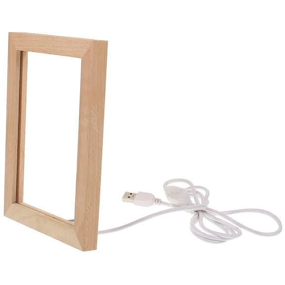 Raindrops LED Light Picture Frame Wooden Khaki 1Pcs 6.7X5.1In