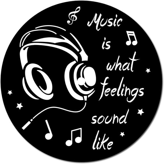 Vintage Decor Records Wall Decor Signs Hippie 1950s Decor Collage Display Decoration Headset Waterproof for Indie Art Aesthetic Bar Coffee Party Living Room Discos Music Studio 11.8Inch Black