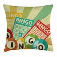 thumbnail image 1 of Vintage Decor Throw Pillow Cushion Cover, Bingo Game with Ball and Cards Pop Art Stylized Lottery Hobby Celebration Theme, Decorative Square Accent Pillow Case, 18 X 18 Inches, Multi, by Ambesonne, 1 of 2