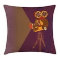 thumbnail image 1 of Vintage Decor Throw Pillow Cushion Cover, Classic Movie Theater Machine with Cinema Fest Typography Past Filmmaker, Decorative Square Accent Pillow Case, 24 X 24 Inches, Brown Purple, by Ambesonne, 1 of 1